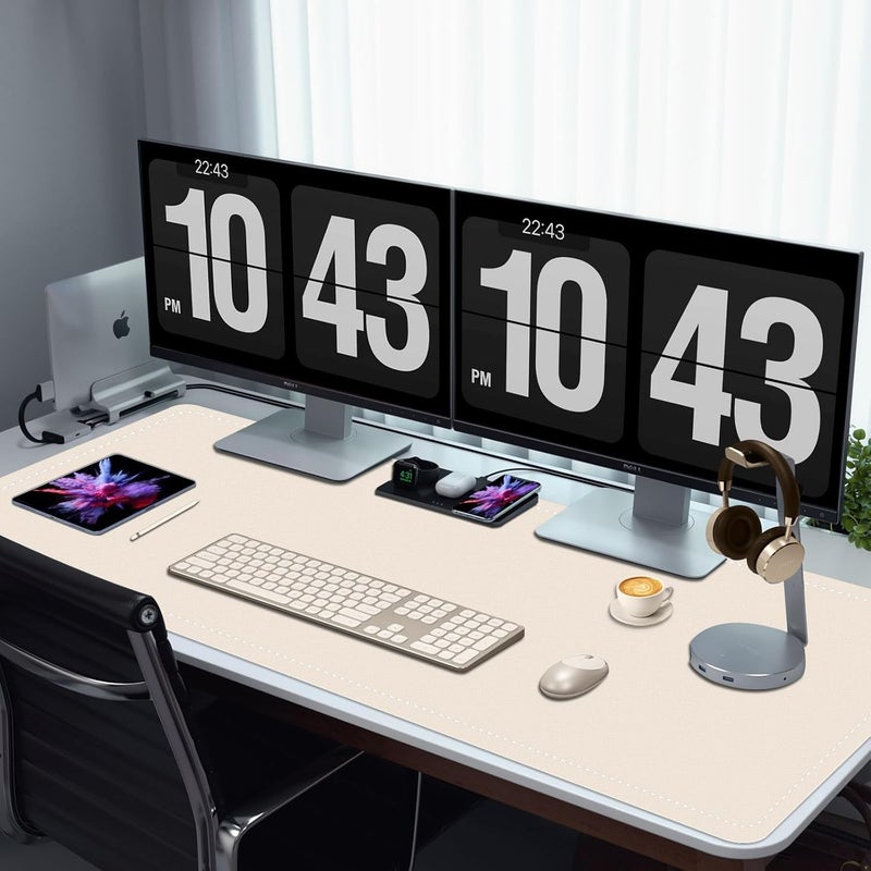 METEOROCK Large Desk Pad, 47.2" x 17" PU Leather Desk Mat for Desktop, Non-Slip Office Desk Mat for Desk, Desk Blotter Pad, Waterproof Computer Pad for Desk, Keyboard Mats for Home & Office (Apricot) - Image 5